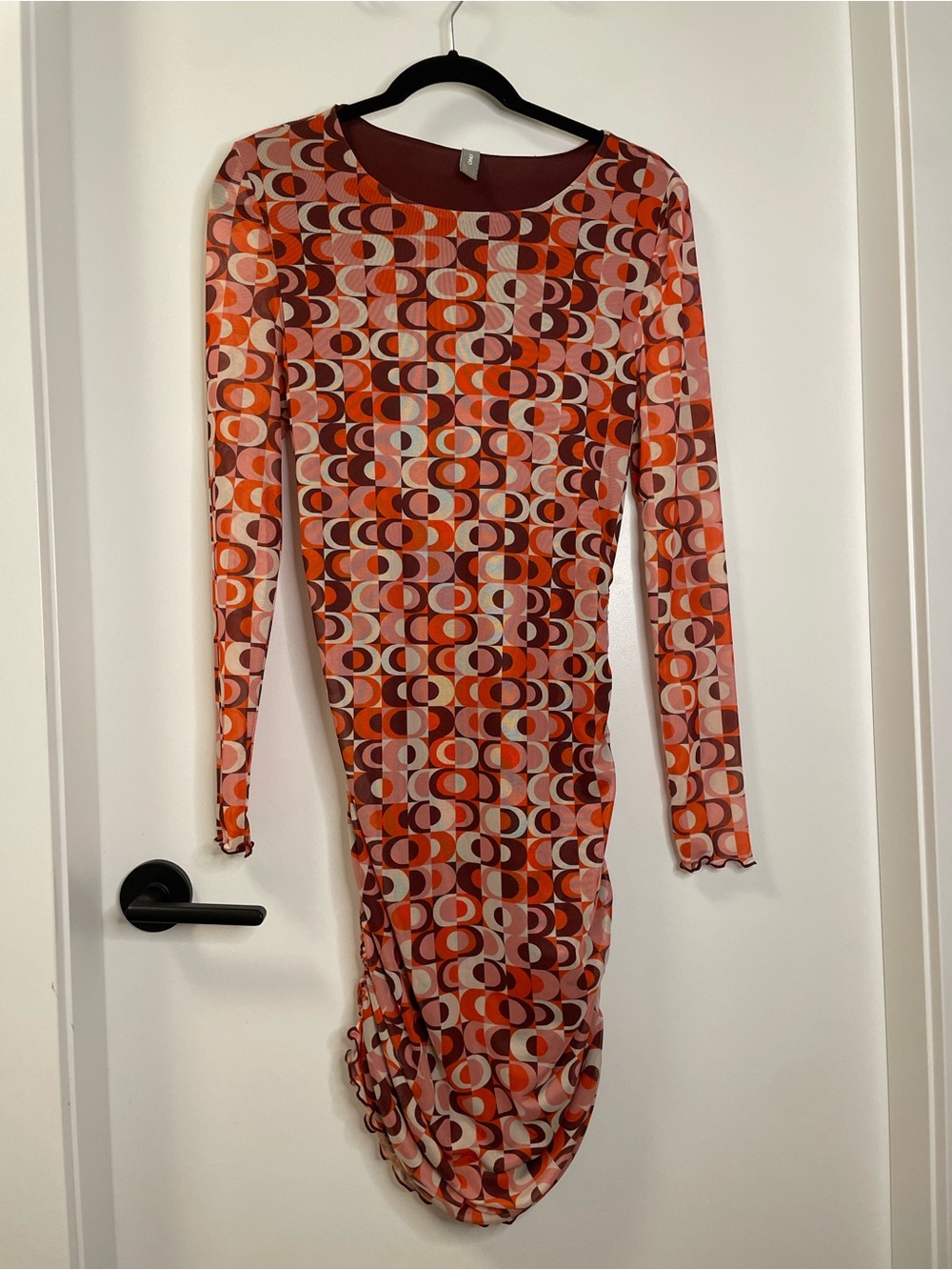 Long Sleeve Retro Geometric bodycon Dress size L